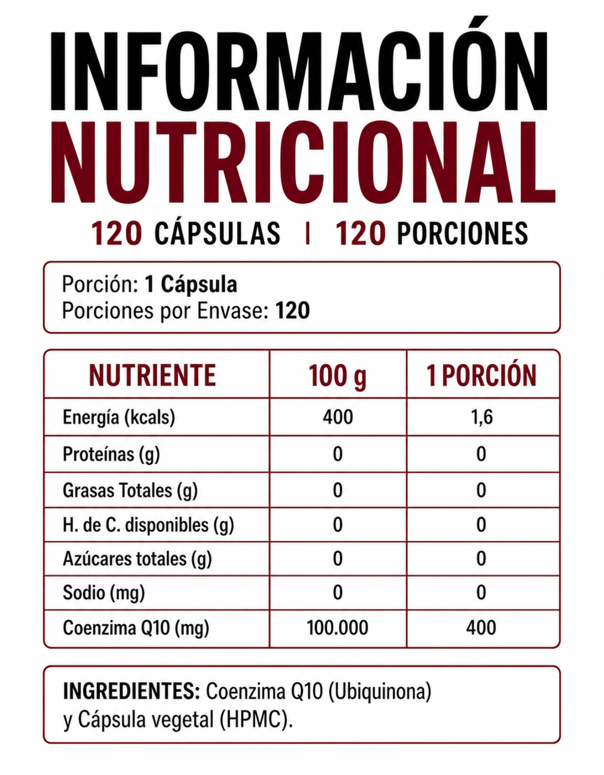 Coenzima Q10 400mg l 120 Cáps