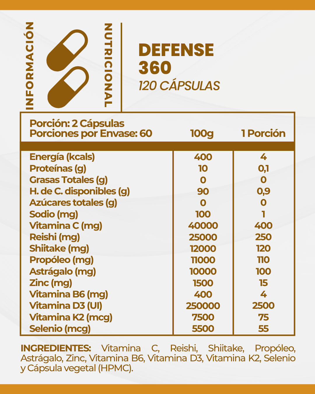 DEFENSE 360 l Fórmula Inmunidad l 120 Cáps