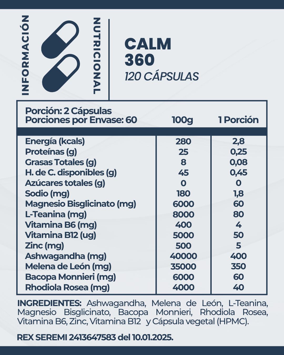 CALM 360 l Fórmula Anti Estrés l 120 Cáps