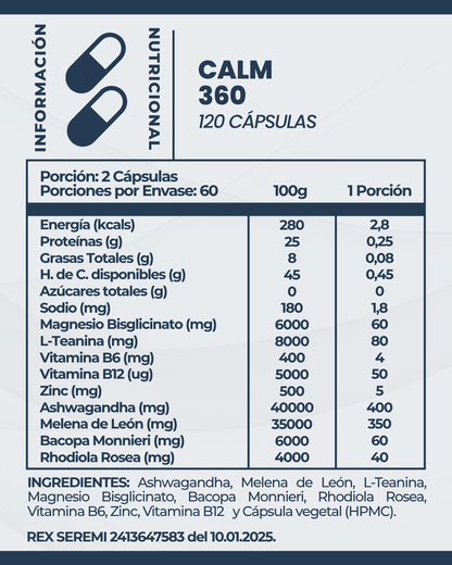 CALM 360 l Fórmula Anti Estrés l 120 Cáps