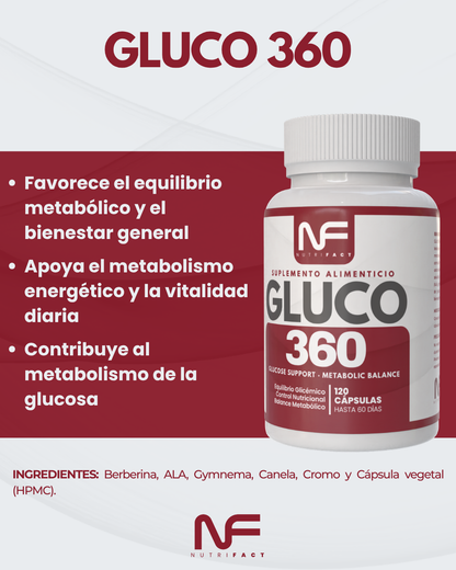 GLUCO 360 l Fórmula Metabólica l 120 Cáps