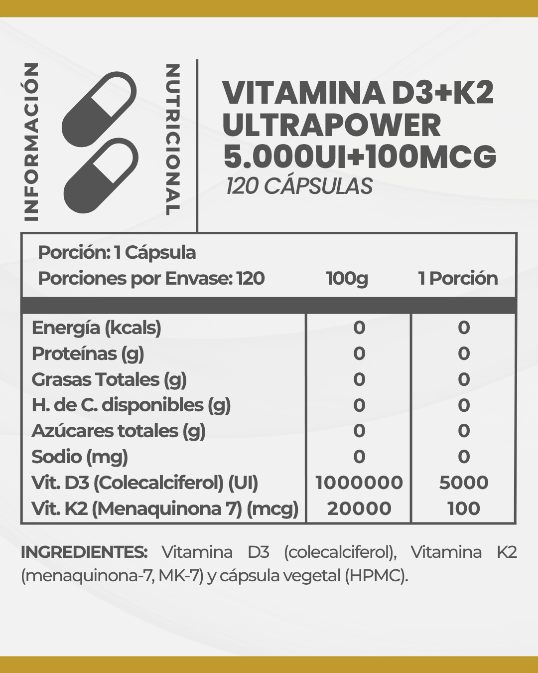 VIT. D3 + K2 ULTRAPOWER l 120 Cáps