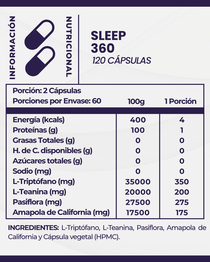 SLEEP 360 l Fórmula Anti Insomnio l 120 Cáps