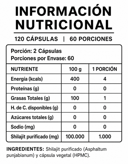 Shilajit 1000mg l 120 Cáps
